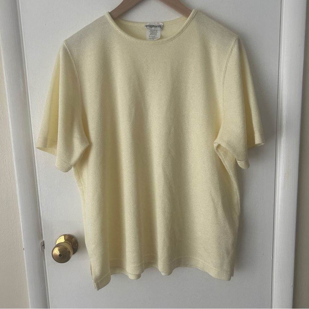 BonWorth Pale Yellow Knit Tee Shirt
